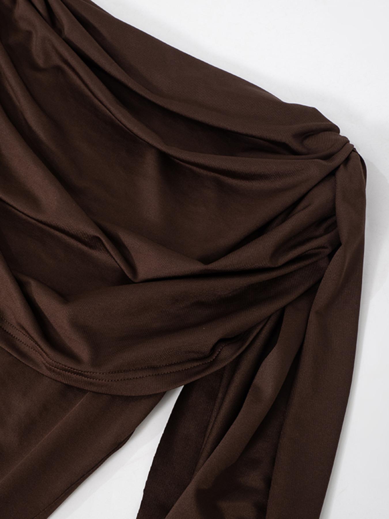 Women's Solid Color Bodysuit, Fashion Minimalist Casual Cowl Neck Bodycon Bodysuit for Nightlife, Women's Clothes for Summer