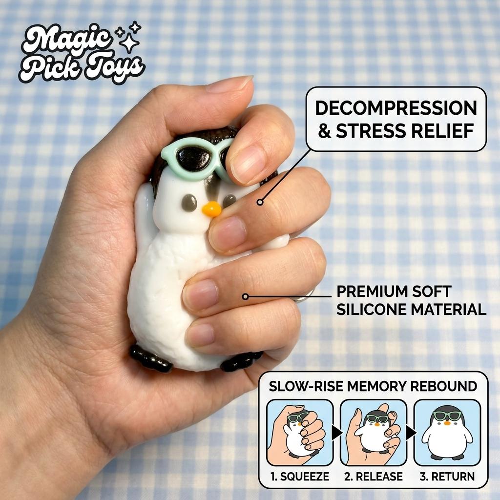 Final Sale | Chonky Belly Penguin Squishy - Food-Grade Silicone Slow-Rising Rebound Squishy Fidget Toys for Stress Relief - Soft Squeeze Toys with Thick Creamy Slime Texture, Handmade Non-Toxic Sensory Toys
