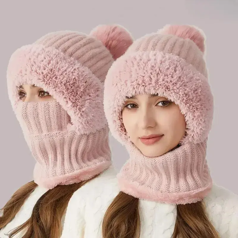 Adults’ 3-in-1 Fleece-Lined Insulated Windproof Thermal Balaclava Set - Scarf, Insulated Windproof Hat with Ear Flaps, Neck Warmer for Skiing, Cycling, Insulated Windproof Hats