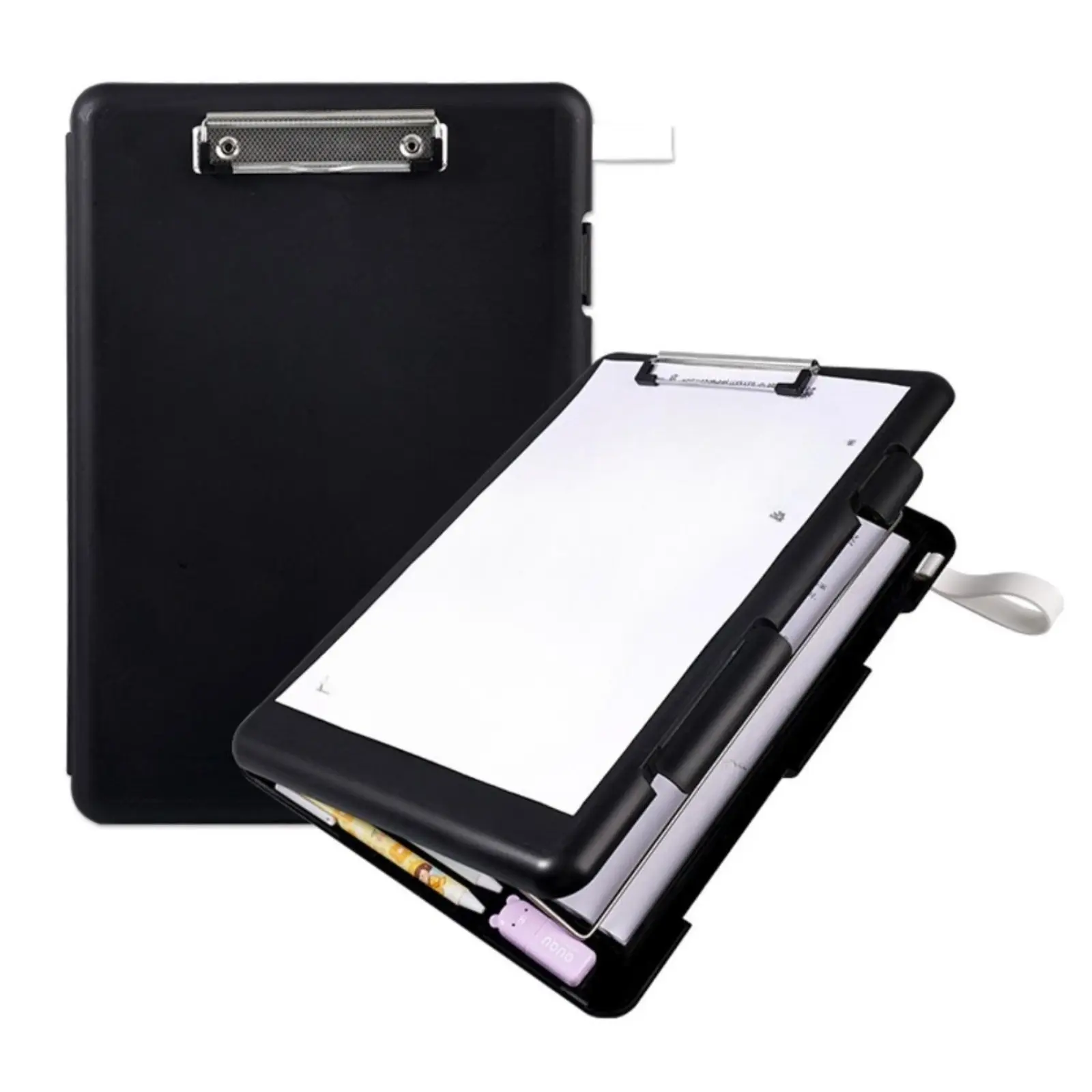 Clipboard with Storage, Clip Board 8.5 x 11 with Pen Holder, Plastic Organization Case Box for Letter Legal A4 Size Paper, Low Profile Clip, Nurses Teachers Must Haves, School & Office Supplies
