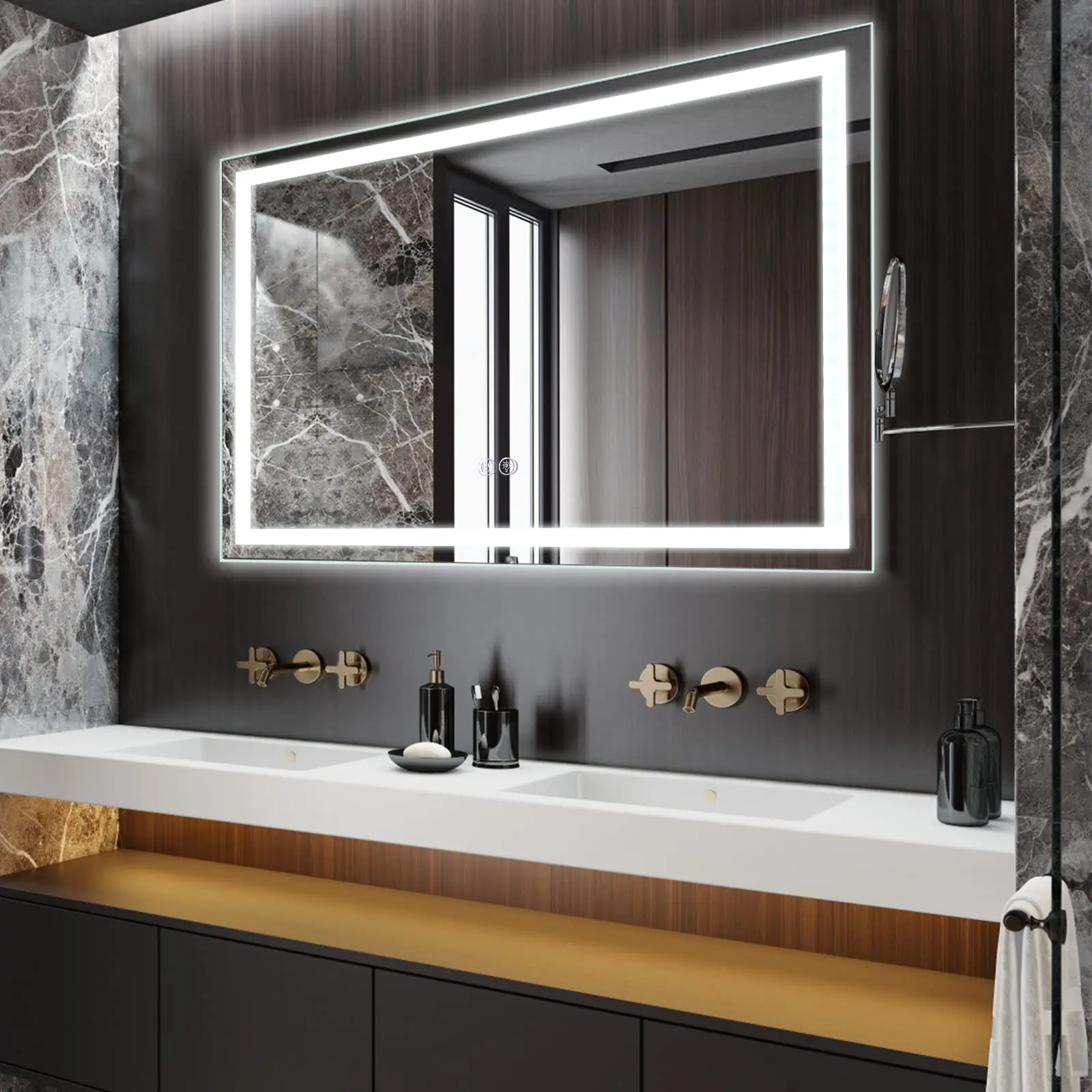 GARVEELED Bathroom Mirrors with Anti-Fog, Memory Function, and Dimmable Brightness; Available in 20x28, 24x32, and 24x40 Inches for Horizontal or Vertical Wall Mounting