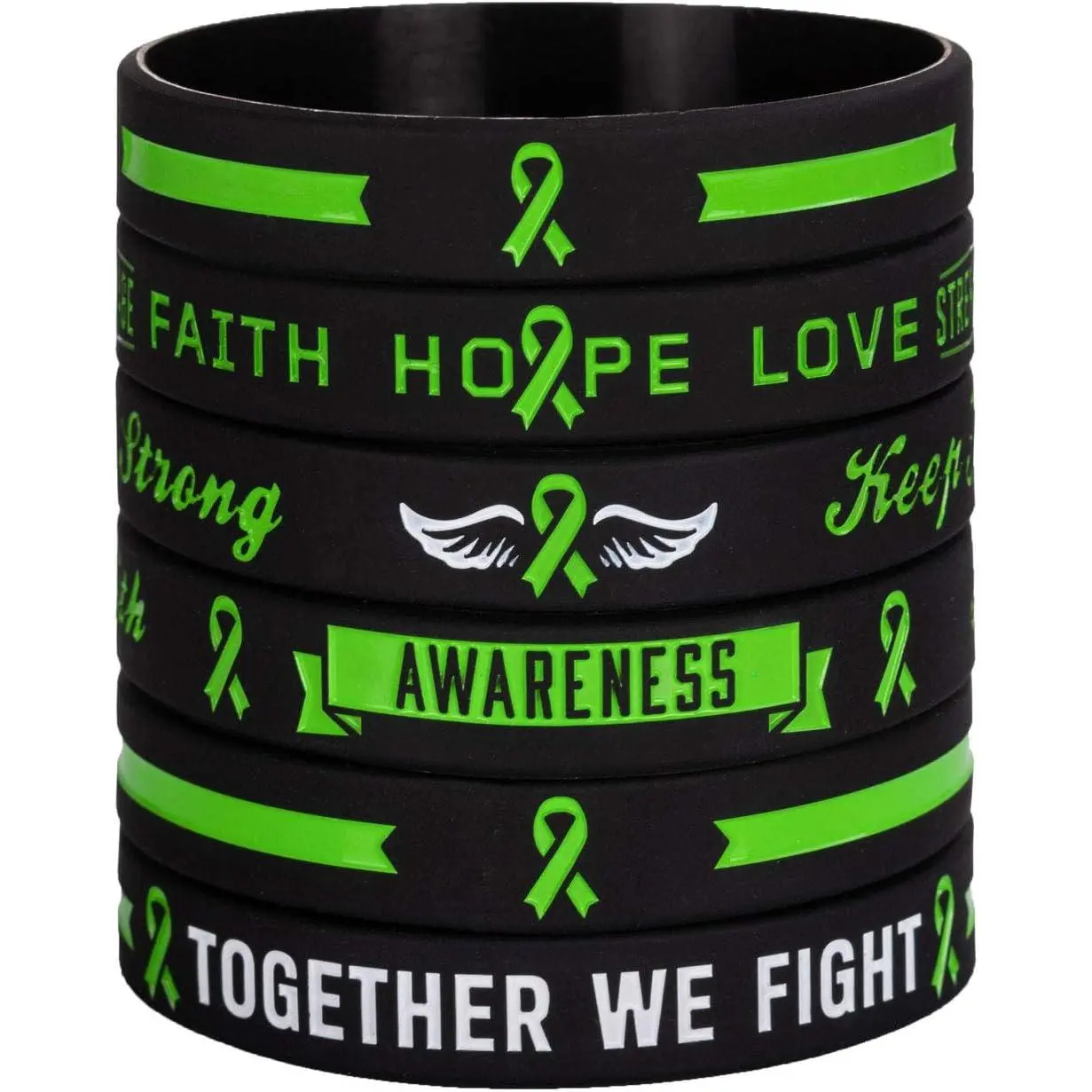 Green Awareness Ribbon  Bracelets with Saying - Mental  Awareness Bracelet - Green Cancer & Cause Ribbon Wristbands Gifts for Men Women, Patients, Family