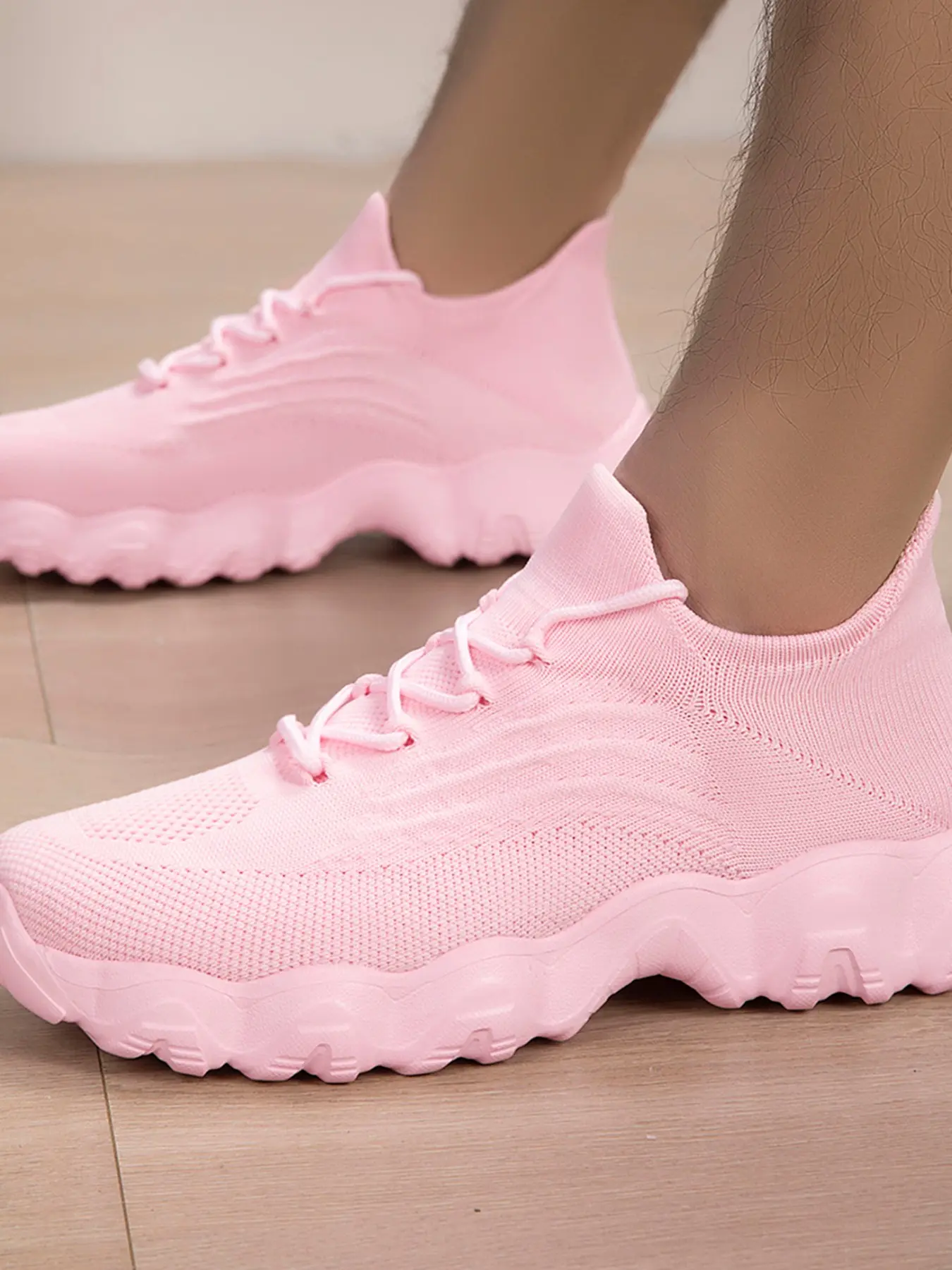 Women's Fashionable Lace-Up Low Top Sports Sneakers, Casual Comfortable Breathable Trendy Running Shoes, Versatile Basic Shoes for Daily Wear, Athletic Knitted Running Shoes