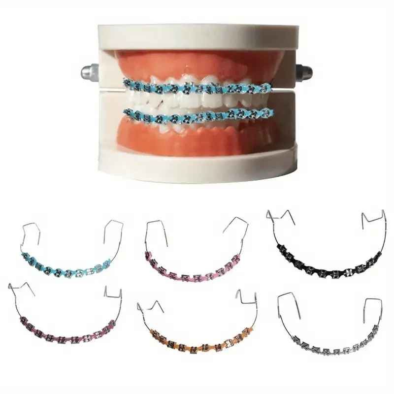 Temporary Colored Dental Decor Kit with Metal Brackets, Colorful Hooks, 1-Pair Sporty Protective Gear Accessory for Unisex Upper-Lower Teeth (Sports & Outdoor Metal Protective Gear), Metal/Plastic