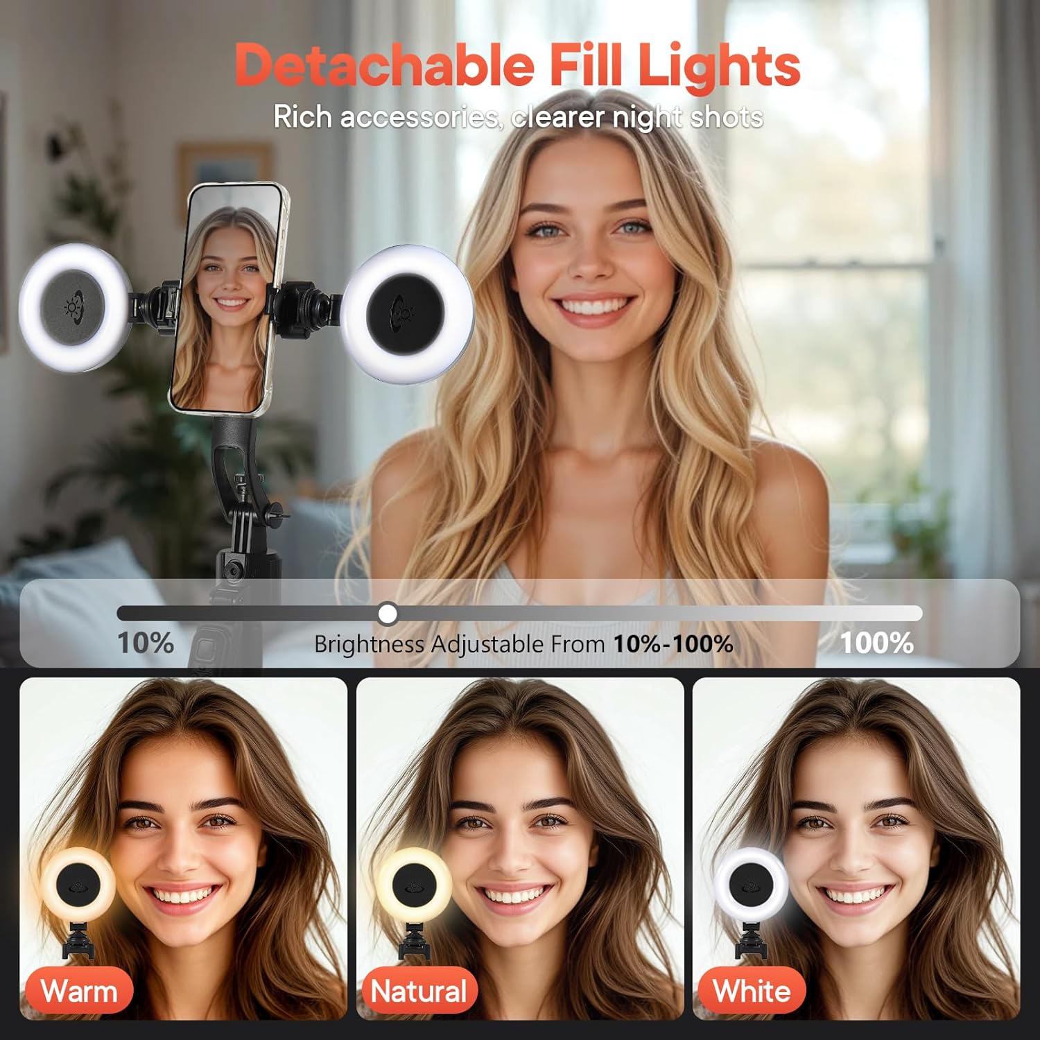 Auto   Tripod 360 Rotation,Auto-Open Tripod Stand for  & Android with Light, No App, with Remote and Gesture Control, 70" Phone Holder for Vlogging, Video Recording