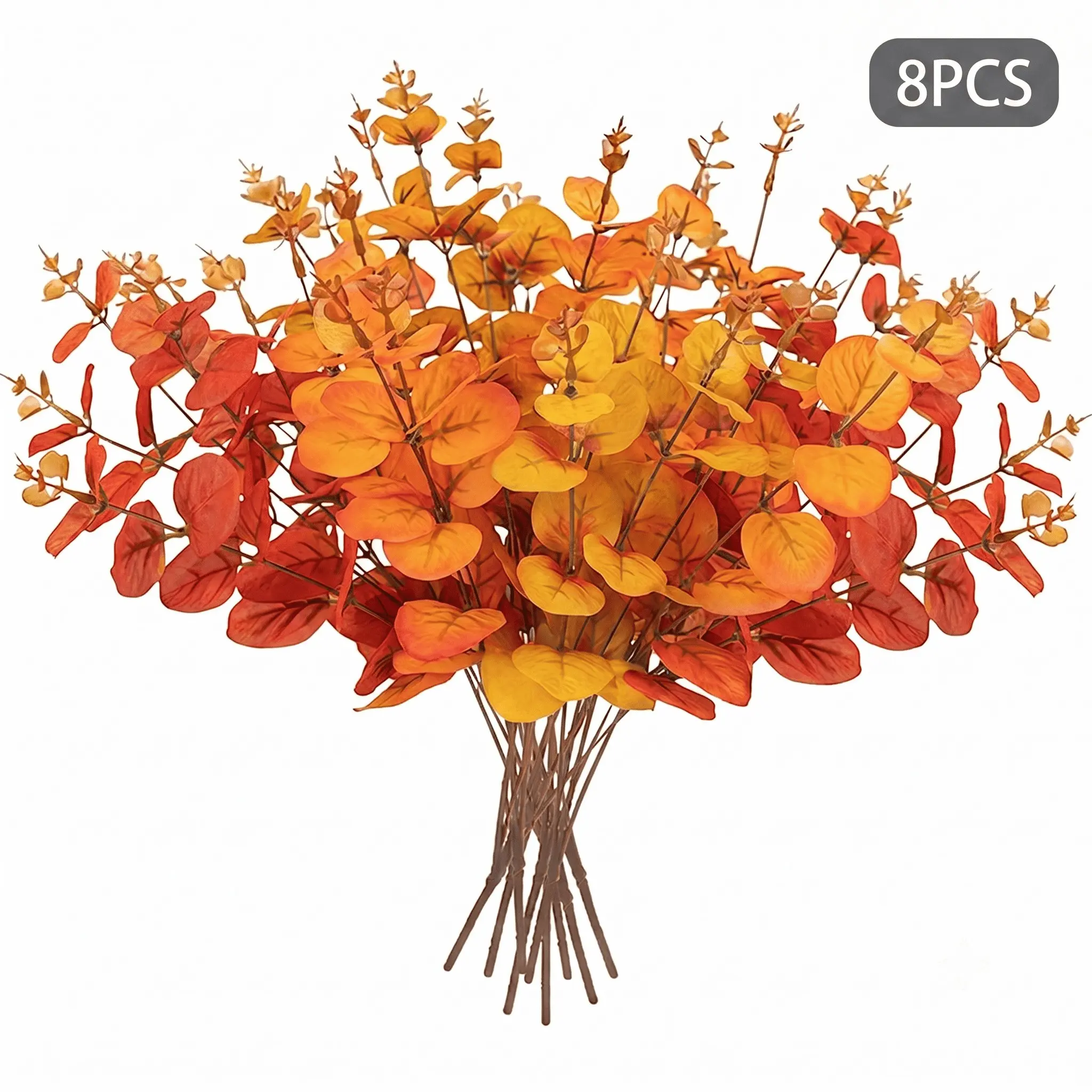 8pcs Artificial Eucalyptus Leaves, Fake Plastic Leaves, Realistic Plant Decorations, Ideal for Home & Office Decoration, Durable Fake Plants
