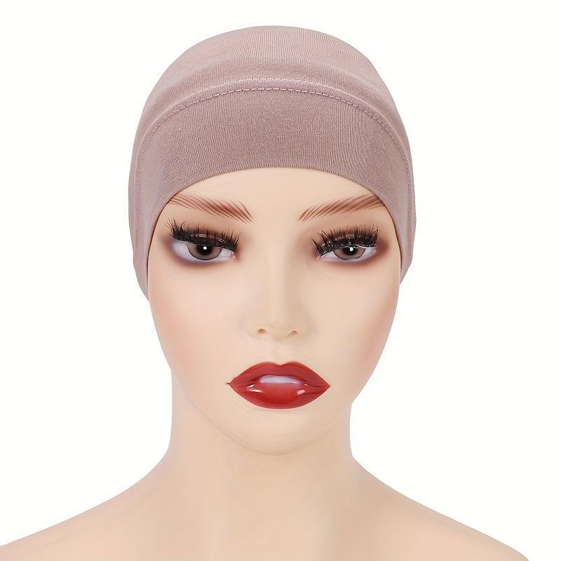 Women's Solid Anti-Slip Undercap Breathable Elastic Inner Hijab Cap for Ramadan Comfortable Fit