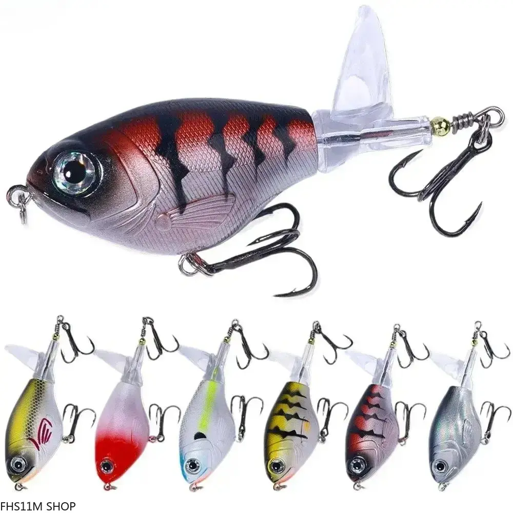 6-Piece High-Impact Plastic Floating Topwater Hard Fishing Lure Set, Rotating Tail, 3D Eyes, Sharp Treble Hooks, Lifelike Bionic Bait, ABS Freshwater Angling Tackle for Recreational Lake Bass Anglers, 6 Pieces, Floating Tail, 8.2Cm