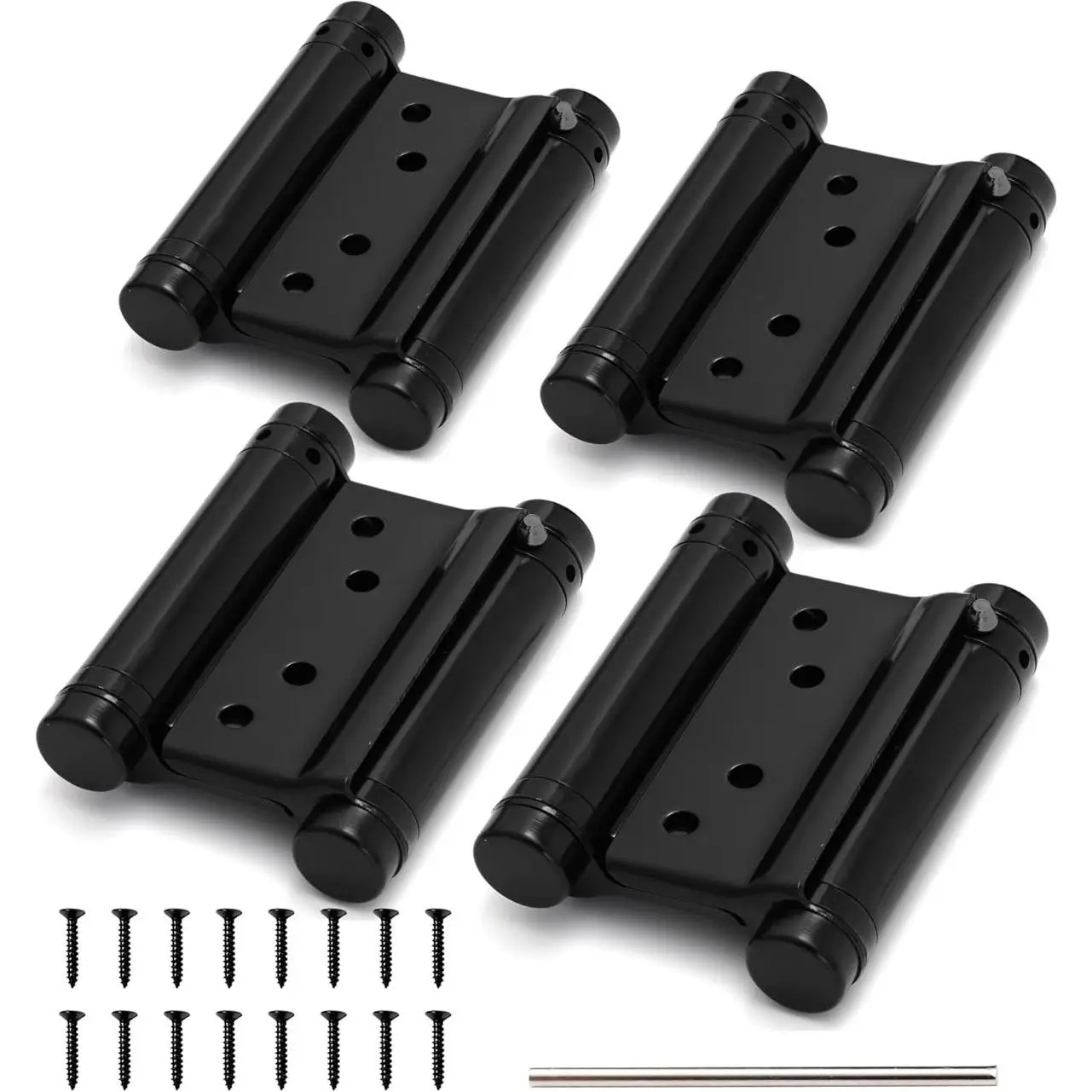 Double Action Door Hinges, 3 Inches Swinging Hinges, Saloon Hinges with Commercial Grade Stainless Steel, Self Closing Door Hinges, for Saloon, Cafe, and Bar, Matte Black, 4 Pack