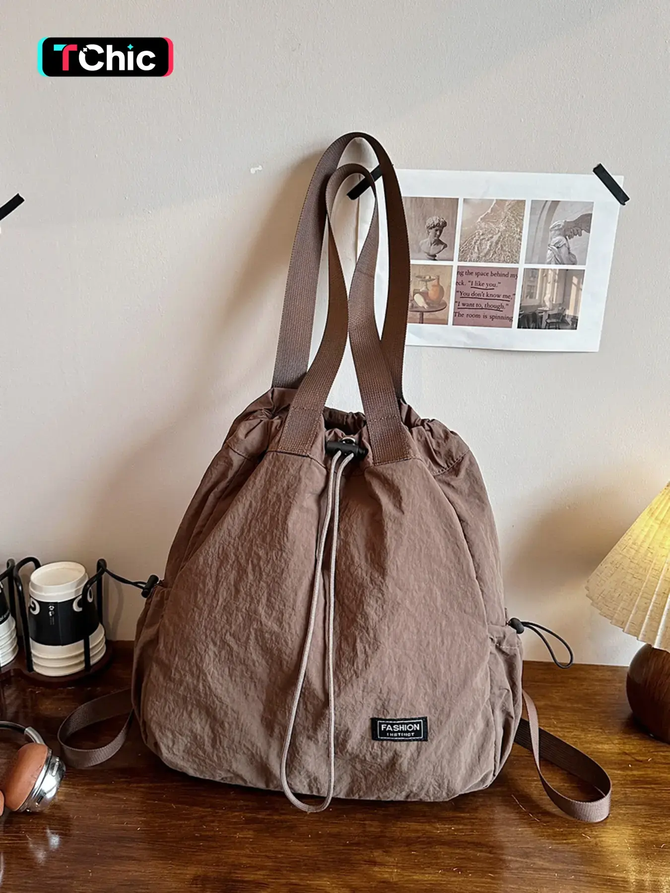 Soft Durable Cotton Drawstring Backpack, Breathable Lightweight Shoulder Bag, Large Capacity Portable Pack for Beach Picnic, Hiking, Short Trips, Lightweight Sports Bag, Travel Gym Bag