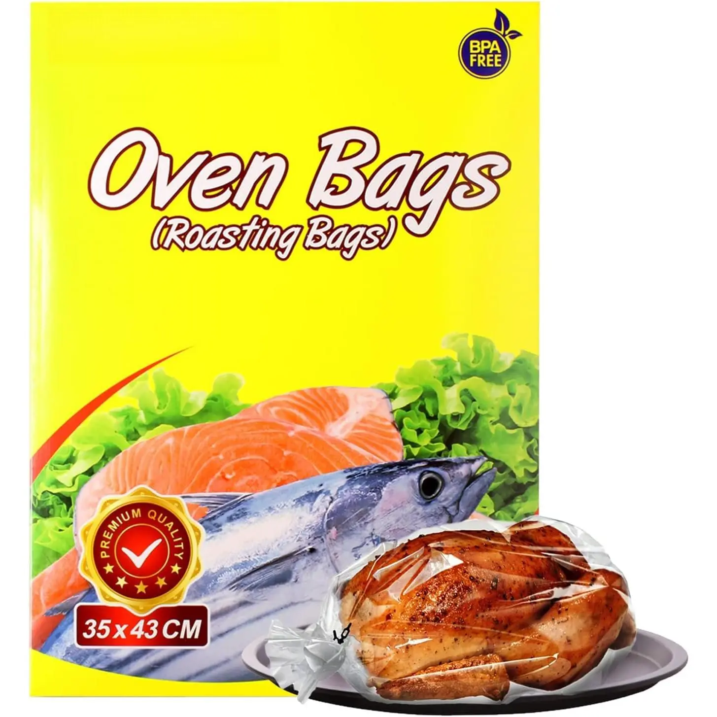 Oven Cooking Bags Medium Size Roasting Baking Bag for Meats Ham Ribs Poultry Seafood  Thanksgiving, 14 x 17 Inch - 5 Bags (Pack of 1)
