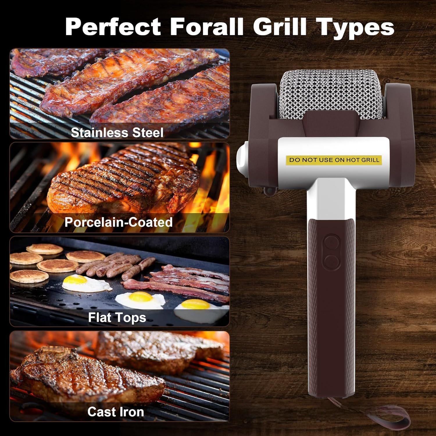 Outdoor Barbecue Grill Special Barbecue Brush with Led Lighting, Electric Cleaning Brush, Stainless Steel Roller, Anti-Scalding, Wholesale Cordless High-Torque Impact Drill