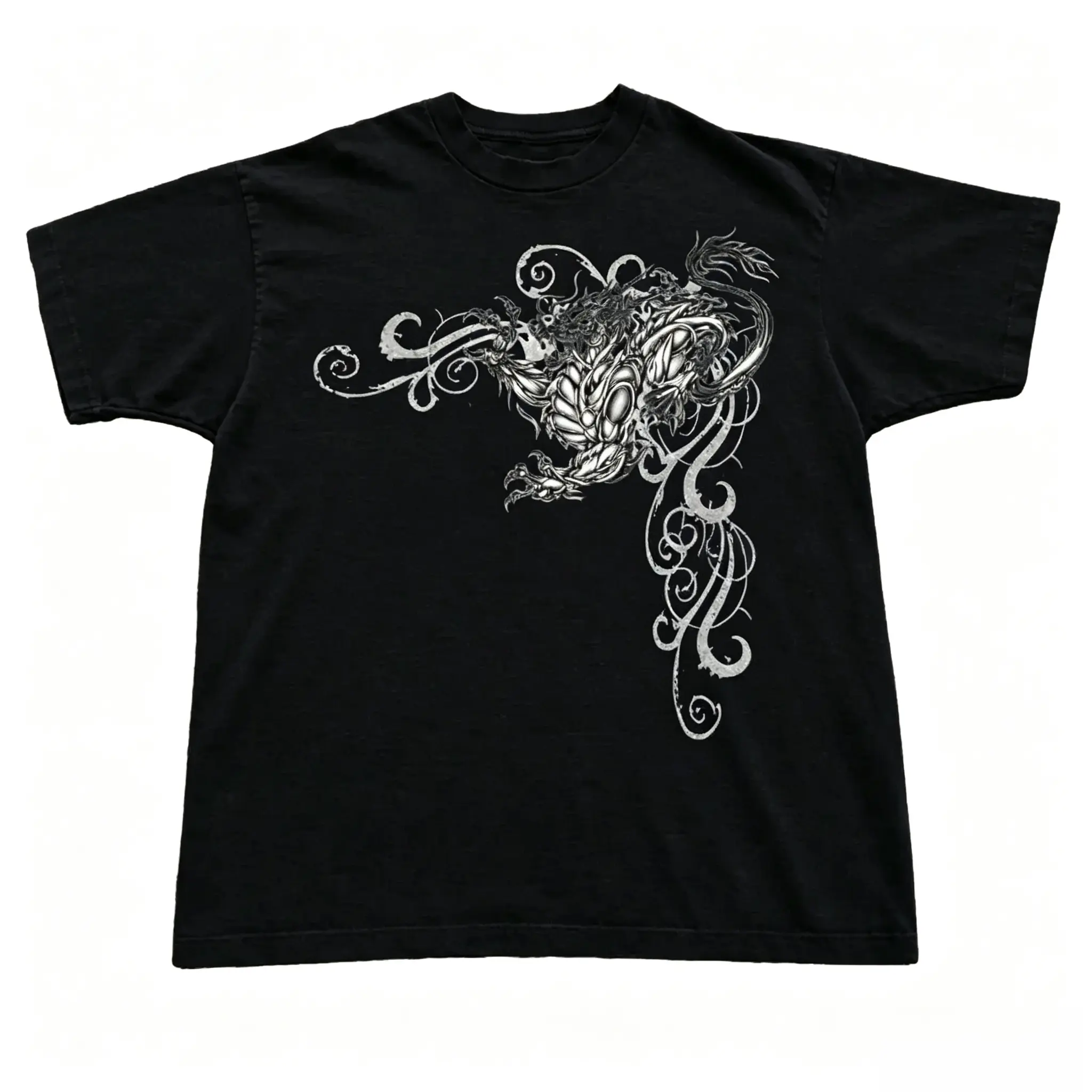 Gildan Men's and Women's T-shirt, Y2K Tribal Dragon Metallic Graphic Tee, Unisex T-shirt, Gift T-shirt, Y2k Unisex Graphic Tees Gothic Grunge Emo Scene Amity Affliction Style Clothes Menswear Womenswear Streetwear