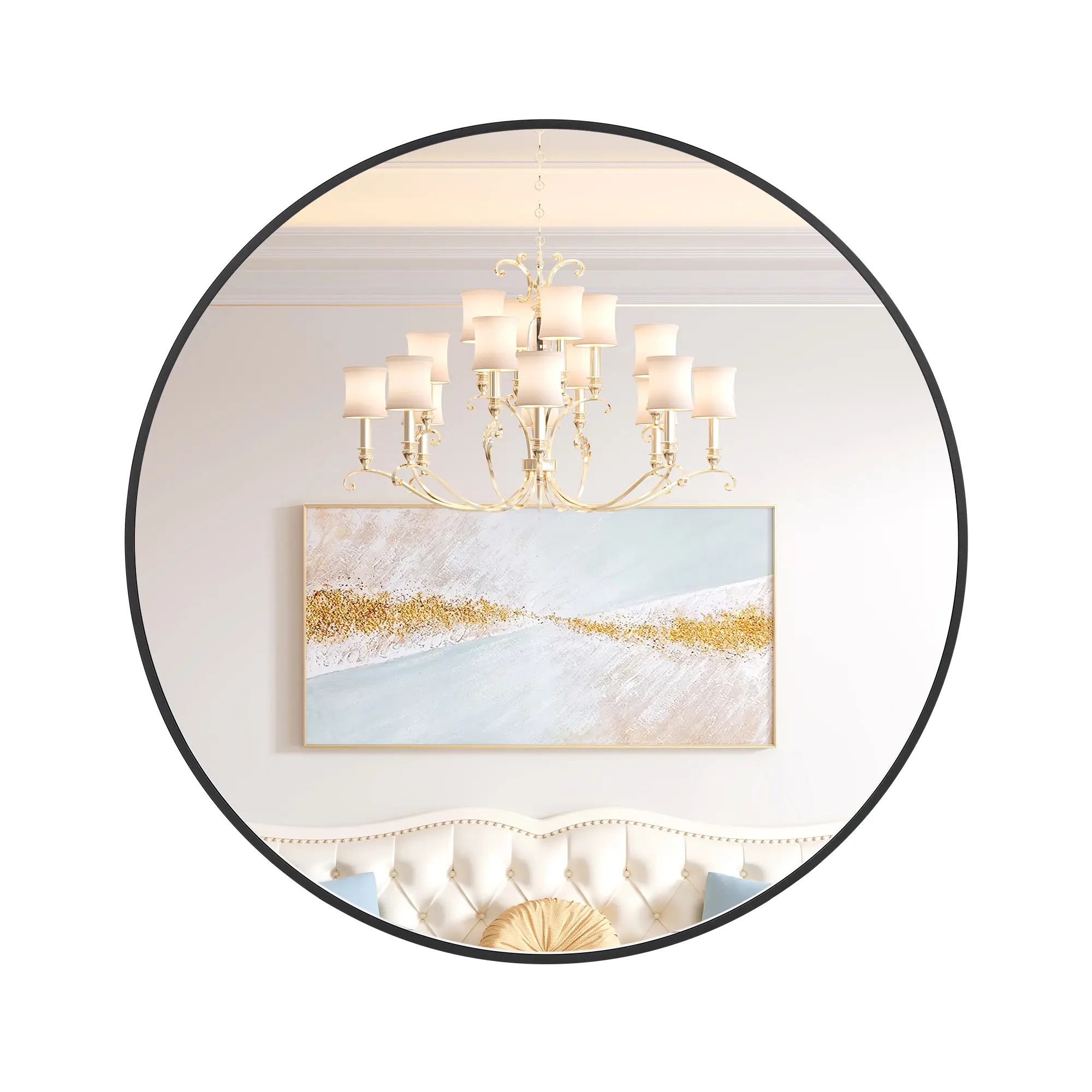 Garvee Modern Round Wall Mirror, Black Metal Frame Circle Mirror - HD Shatter-Resistant Glass - Easy Wall-Mount for Bathroom Vanity, Entryway, Bedroom & Living Room - 30/32/36 in