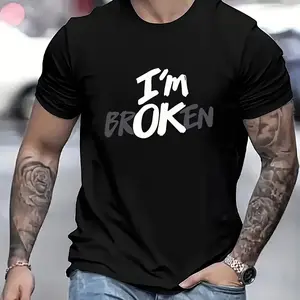 Mixed Color Cotton Iron-On Transfer Patch with "I'M Broken" Lettering for T-Shirt, Jeans, And Backpack Decoration - Washable Decal Sticker