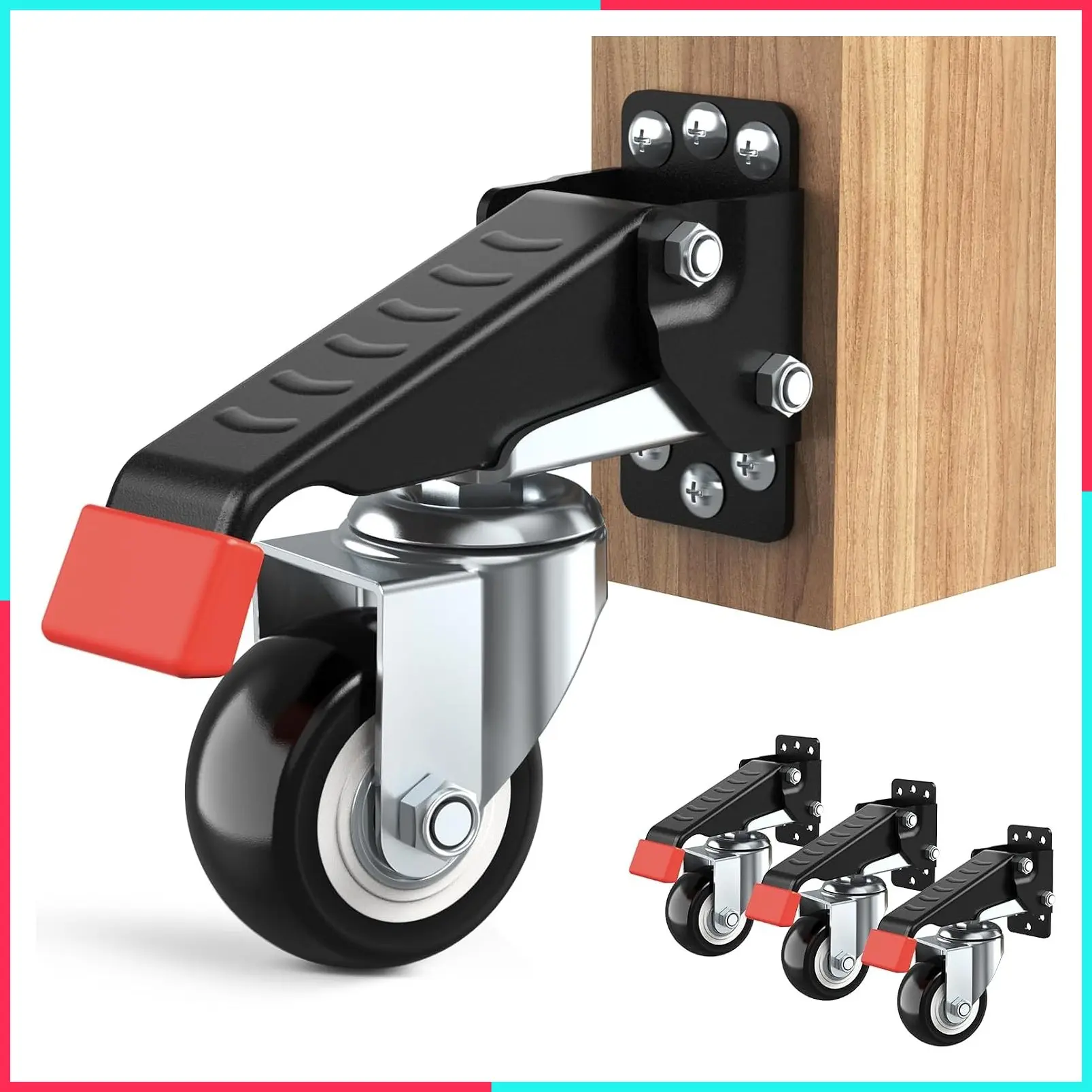 Retractable Workbench Casters Kit 660 Lbs, 4 Pack - Heavy Duty Side Mounted Bench Caster Wheels for Workbenches Machinery & Tables