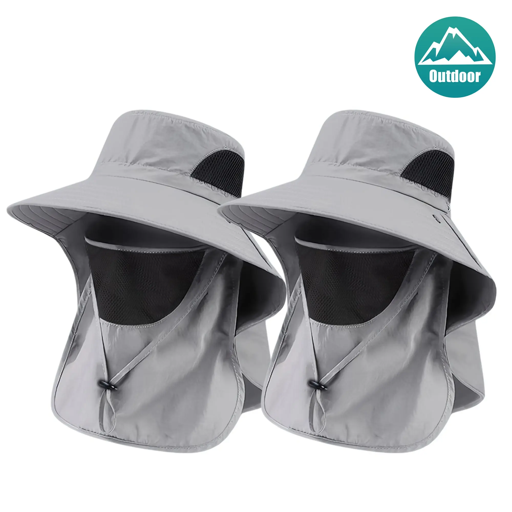 Unisex 2pcs Bucket Hat Set, Adjustable Neck Quick-Dry Sun Visor Cap, Breathable Mesh, Detachable Face Shield, Suitable for Fishing Hiking, Ideal for New Year Ramadan Valentine's Day Gifts outdoor, Detachable Shield, Outdoor Sports, Wear protection sun hat