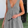 Women's Plaid Print Bow Decor Tie Shoulder Dress, Casual Fashion Gingham Dress for Daily Holiday Vacation Wear, Ladies Dress for Summer, Casual Everyday Wear