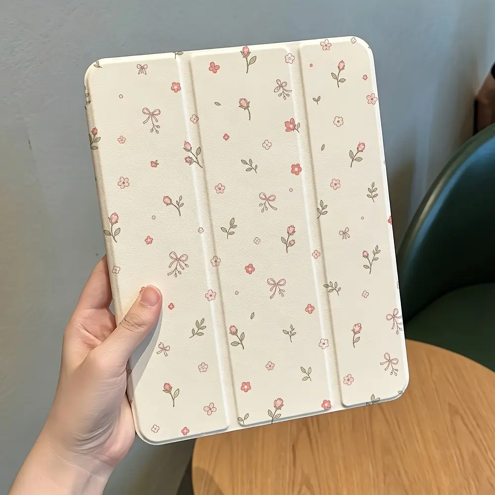 Wind Full Screen Flower Butterfly Knot Acrylic Tablet Protector for Apple iPad 11th Gen, Simple Design with Pen Slot, Durable Anti-Drop