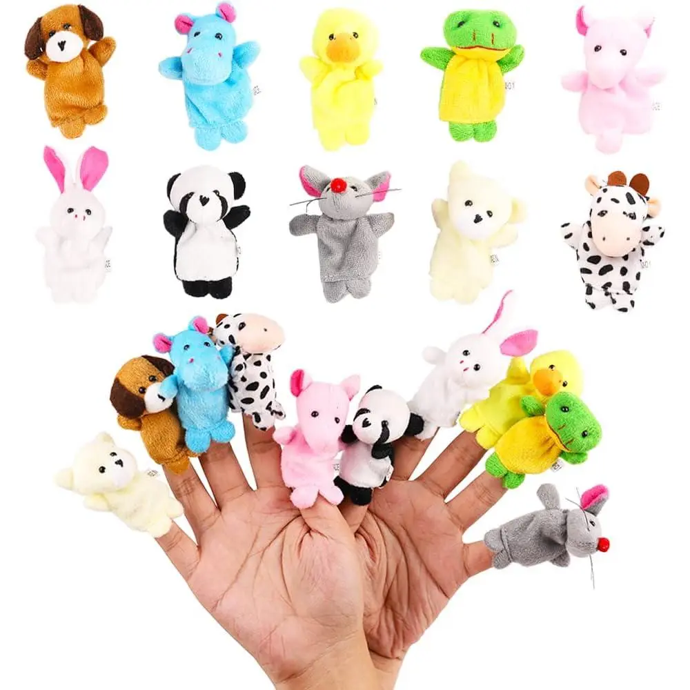 10Pcs Finger Puppets Set - Soft Plush Animals Finger Puppet Toys for Kids, Mini Plush Figures Toy Assortment for Boys & Girls, Party Favors for Shows, Playtime, Schools