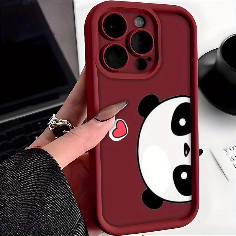 Adorable Panda Love Element Pattern Phone Case for iPhone 17 E Air Pro ProMax iPhone16 15 14 Plus 13 12 Mini 11 X XS XR Premium Matte Frosted Thickened TPU Soft Cover