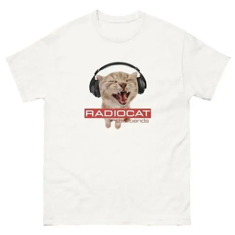 RADIOCAT The Bends Vintage Menswear Short-Sleeve Round Neck Casual Unisex Funny T-Shirt, Shortsleeve, Top, Cold Wash, Loose, Tshirt, Lightweight Cotton, Baggy, Oversize