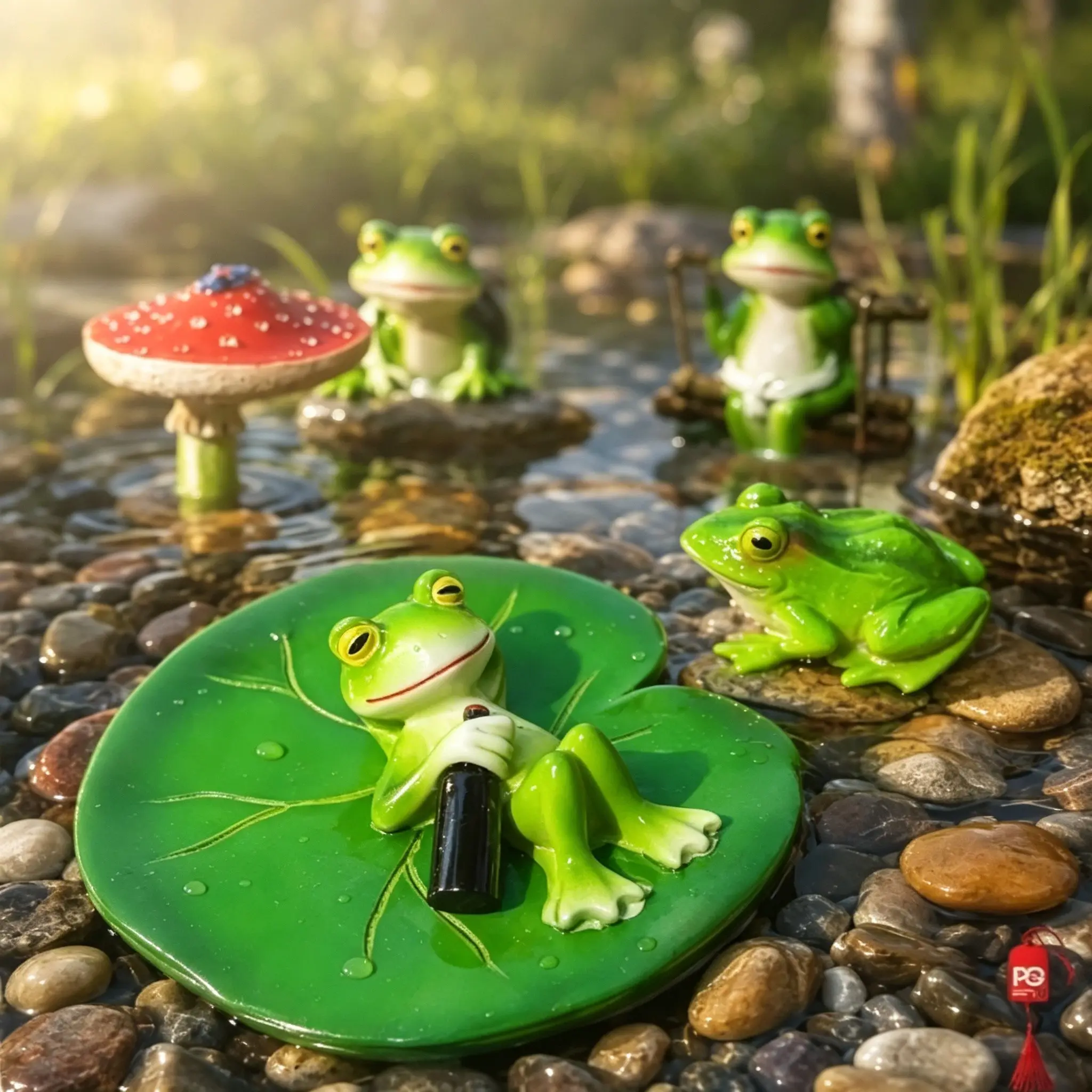 Floating Frog Aquarium Statue, Small Stream Decorative Figurine, Ideal for Water Feature Landscaping, Enhance Your Aquatic Display