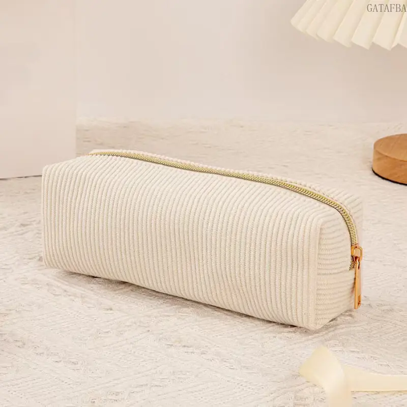 New Corduroy Large Capacity Travel Cosmetic Bag, Portable Makeup and Toiletry Storage Pouch