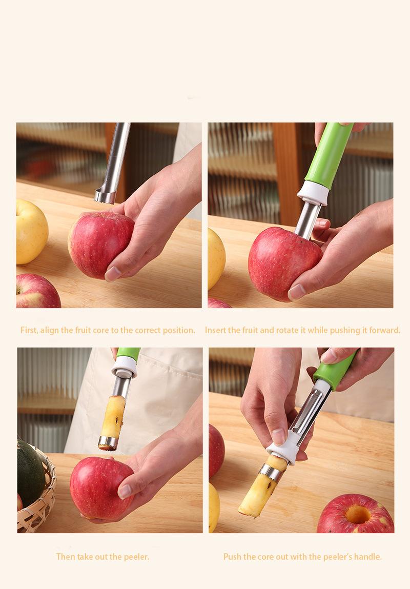 Stainless Steel Apple Corer & Peeler 2-in-1 with Telescopic Handle – A Multi-Purpose Kitchen Tool for Pears, Potatoes, and More.