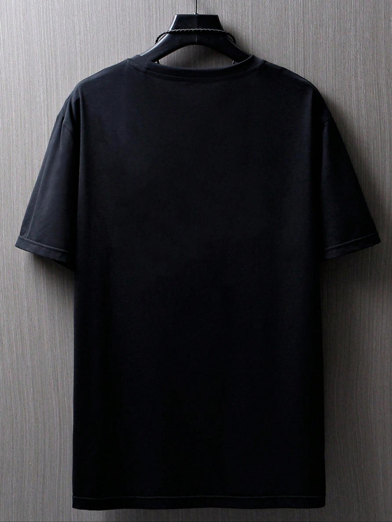 Men's Expression Print Round Neck Tee, Regular Fit Summer Clothes Casual Short Sleeve T-shirt for Summer, Men's Top for Daily Wear, Casual Streetwear Tops ,Men's Solid Color Crewneck Tee for Gym & Casual