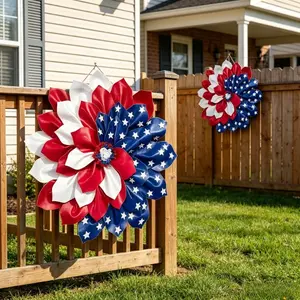250 Patriotic Star Wreaths for Independence Day Door Decor, Festive Holiday Decoration, Perfect for Celebrations and Events