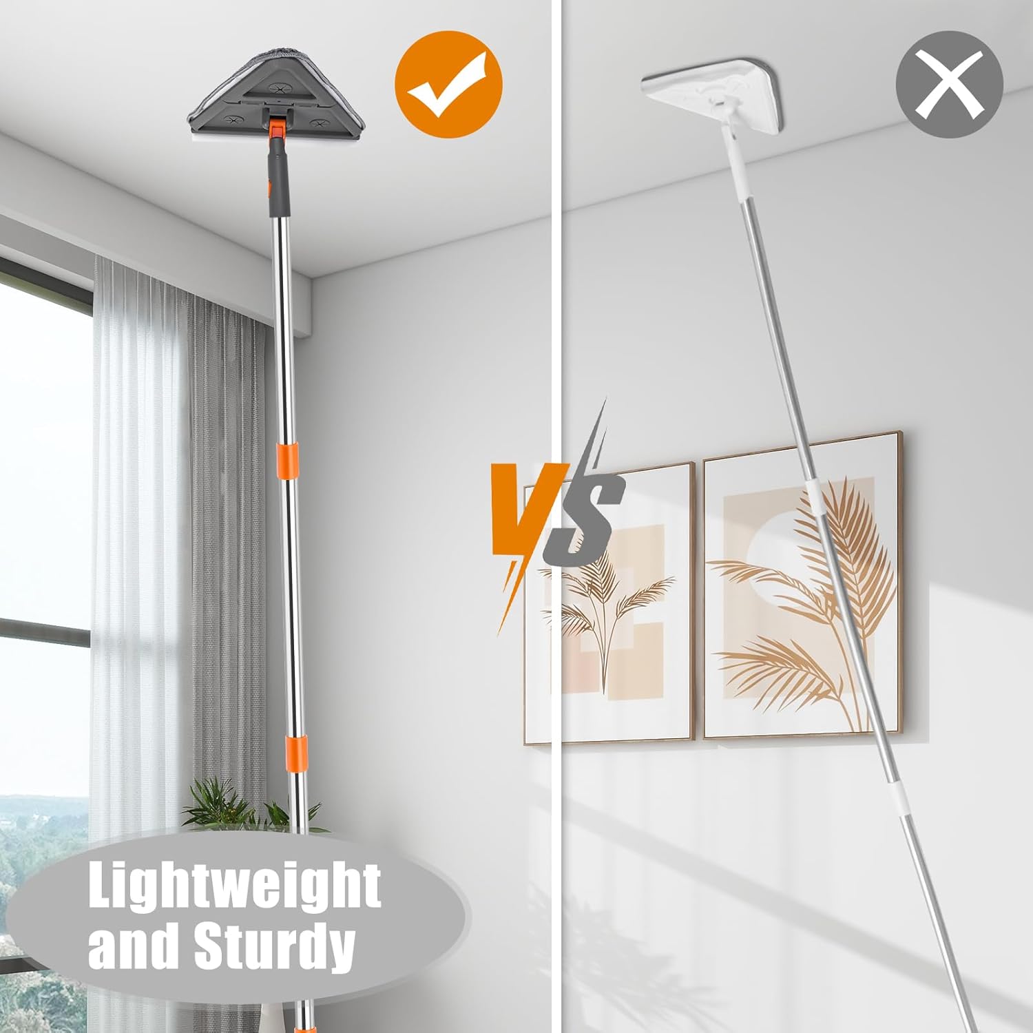 2 In 1 Baseboard Cleaner Mop Wall Cleaner Mop With Squeegee Extendable Long Handle 8 Reusable Fiber Flannel Chenille Mop Pads 360 ° Rotatable Convex Design-5161 2 In 1 Baseboard Cleaner Mop Wall Cleaner Mop With Squeegee Extendable Long Handle 8 Reusable Fiber Flannel Chenille Mop Pads 360 ° Rotatable Convex Design-5161