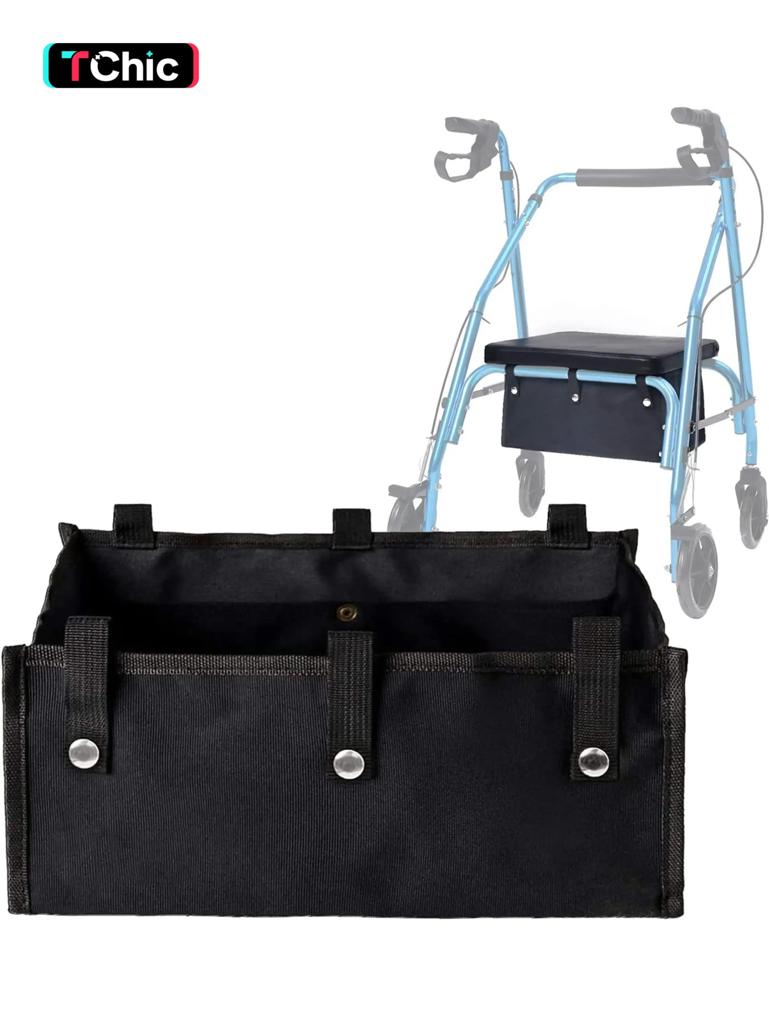 Under Seat Rollator Bags, Organizer Bag, Large Rollator Walker Basket, Four Wheel Drive Walker Basket, Reusable Walker Bags for Rolling Walker, Rollator Basket Accessory for Women Men Seniors, Storage Ipad, Books, and Essentials