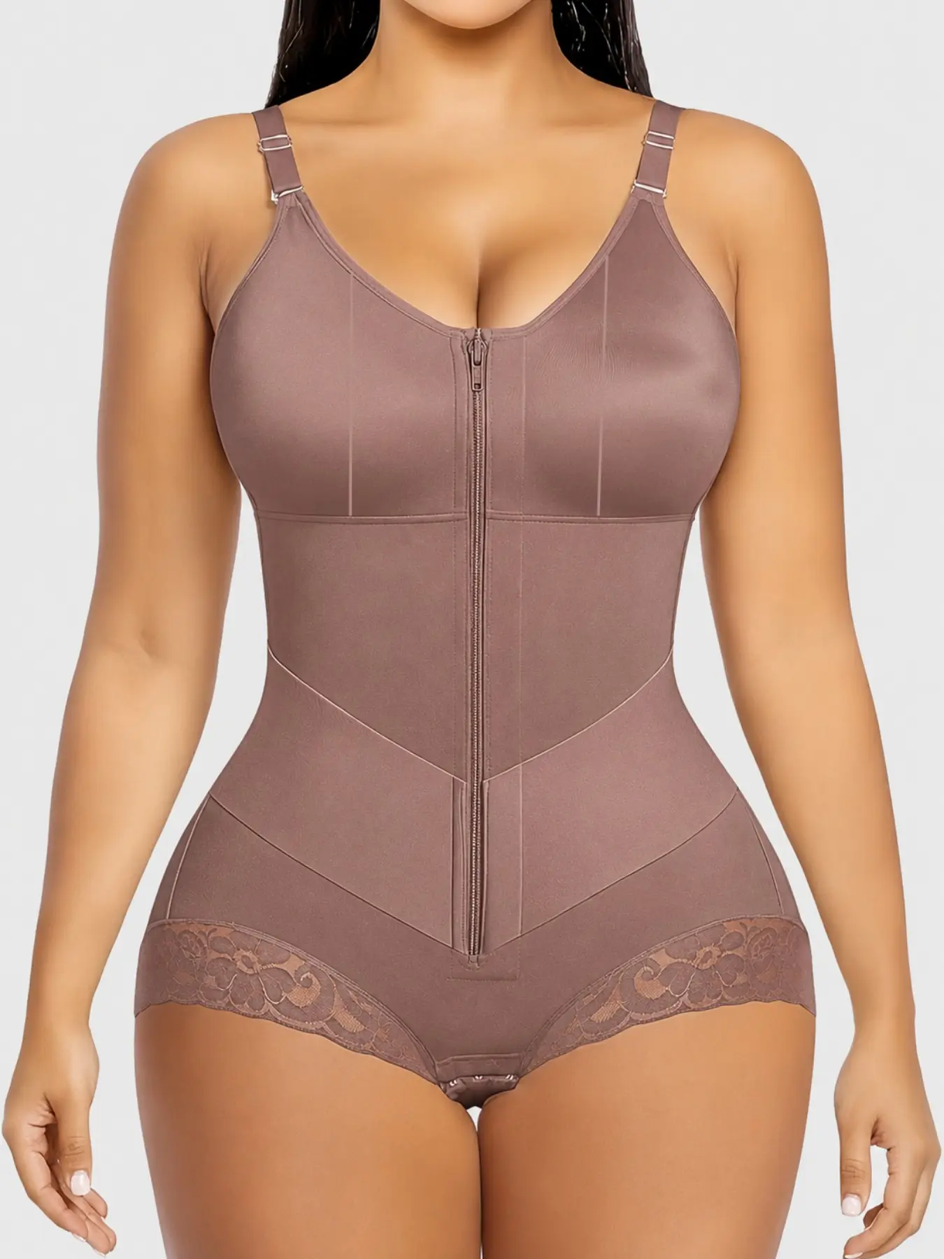 1 Count Women‘s Butt Lifting And Tummy Control Bodysuit, Colombian Shapewear, Fajas, Anti-Slip Shapewear Bodysuit, V-shaped Belt Tight-Fitting Shapewear, Solid Color Compressing Hook Crotch Jumpsuit, Suitable for Parties and Leisure Out Fashion Wear