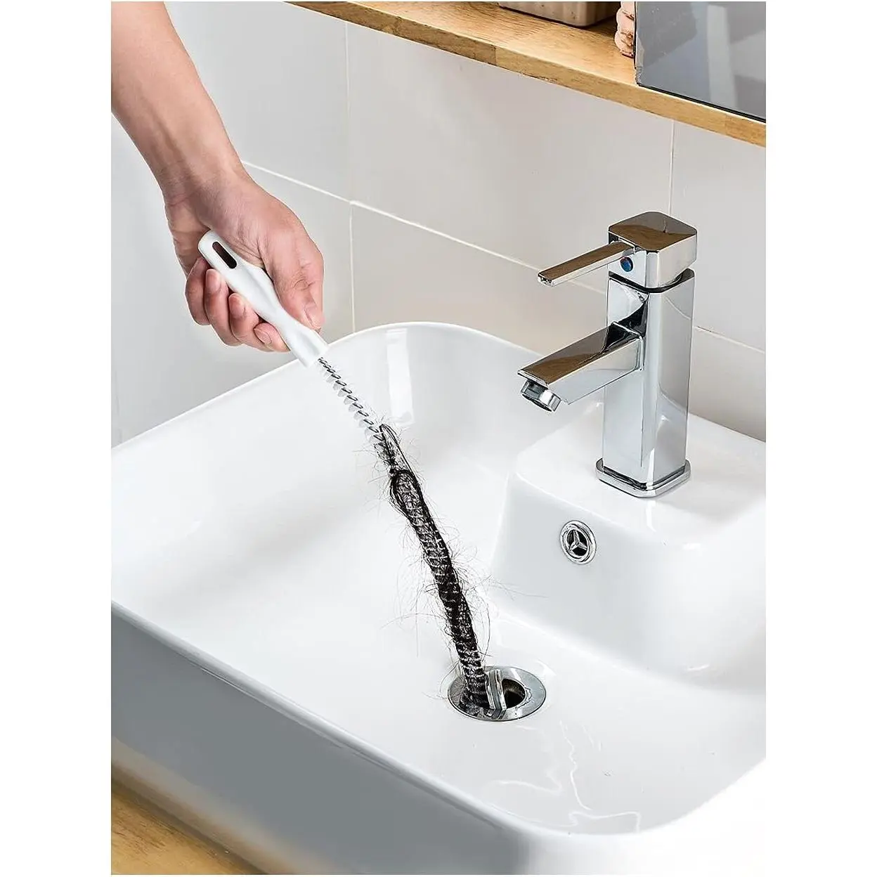 2- Flexible Drain Brush Sink Unblocker Elastic Hose Pipe Straw Cleaning Brush with Handle Kitchen Drain Unblocker Wire Cleaner Bathroom Toilet Pipe Dredging Cleaning Hair Catcher Rod