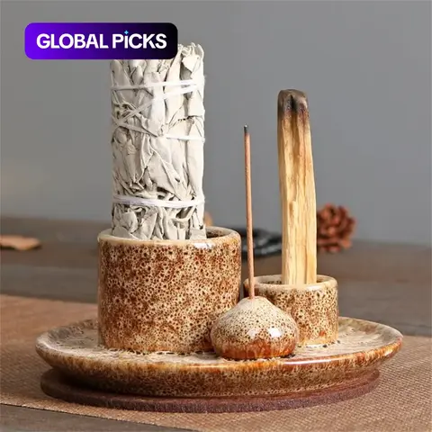 4 in 1 Ceramic Incense Holder, 1 Count Creative Incense Burner Holder, Decorative Incense Holder, Cool Incense Burners for, Home Decor, Room Decor, Freshener, Home Fragrance Accessory #GLOBAL PICKS