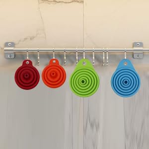 Kitchen Funnel Set 4 Pack, Small and Large, Gadgets Accessories Foldable Silicone Collapsible Funnels for Filling Water Bottle Liquid Transfer Food Grade