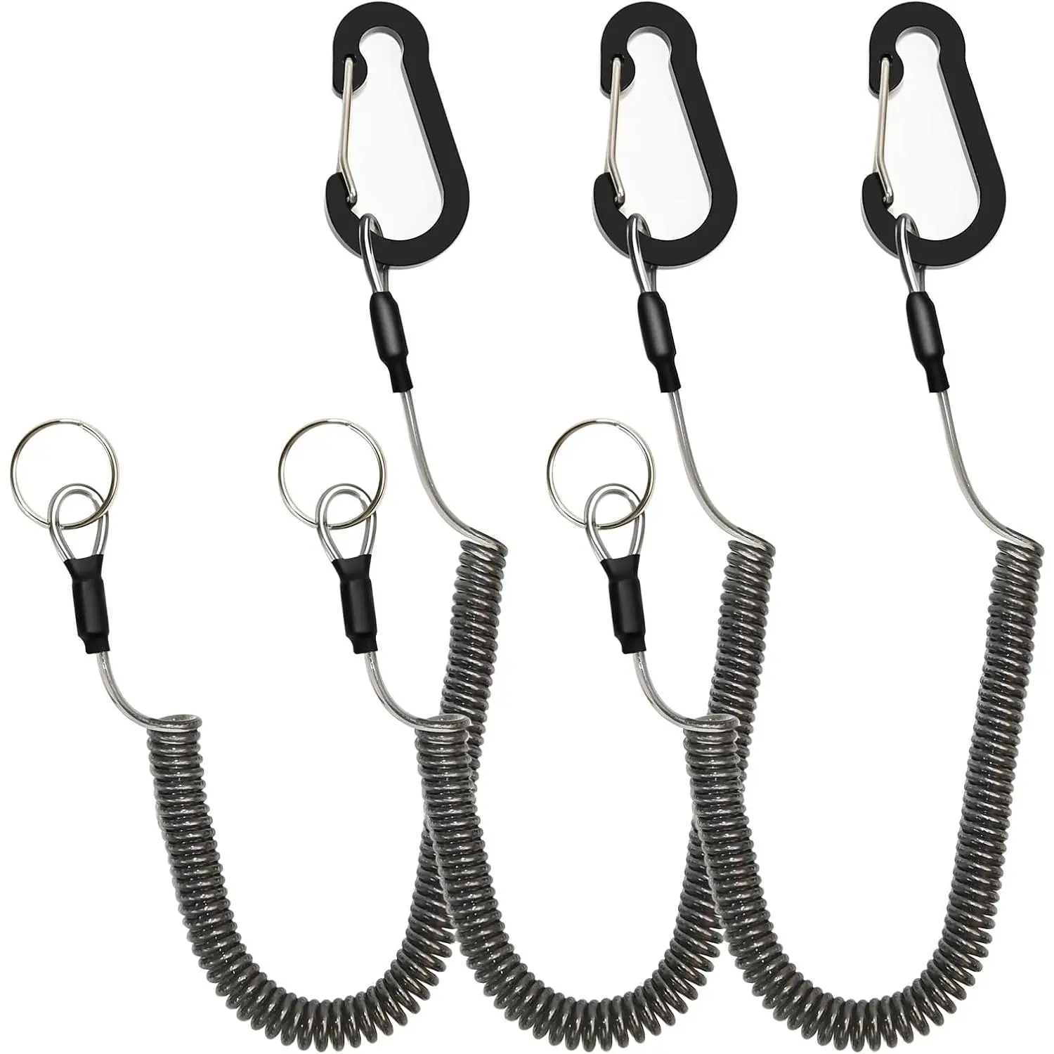 Retractable Safety Lanyards Coiled Lanyard with Aluminum Hook and Quick Release Buckle Lanyard Safe Tool for Fishing Kayaking Keys