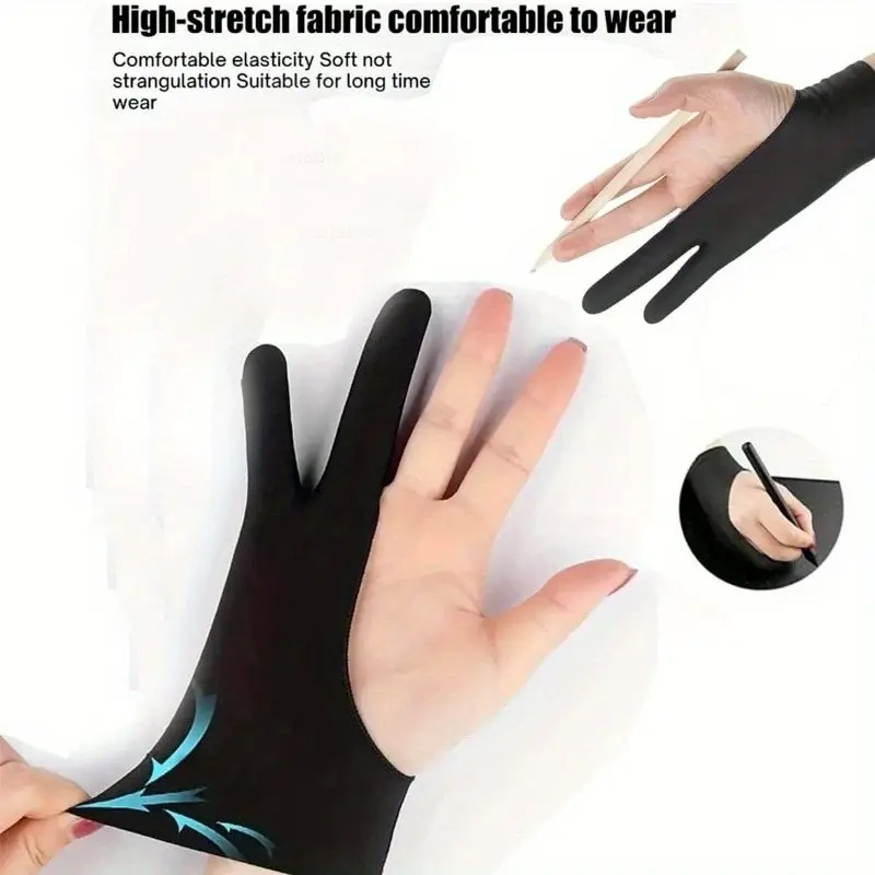 Anti-Fingerprint Dual Finger Drawing Gloves, 1 Pair Touchscreen Gloves for Drawing Tablets and Screens, Essential Art Supplies