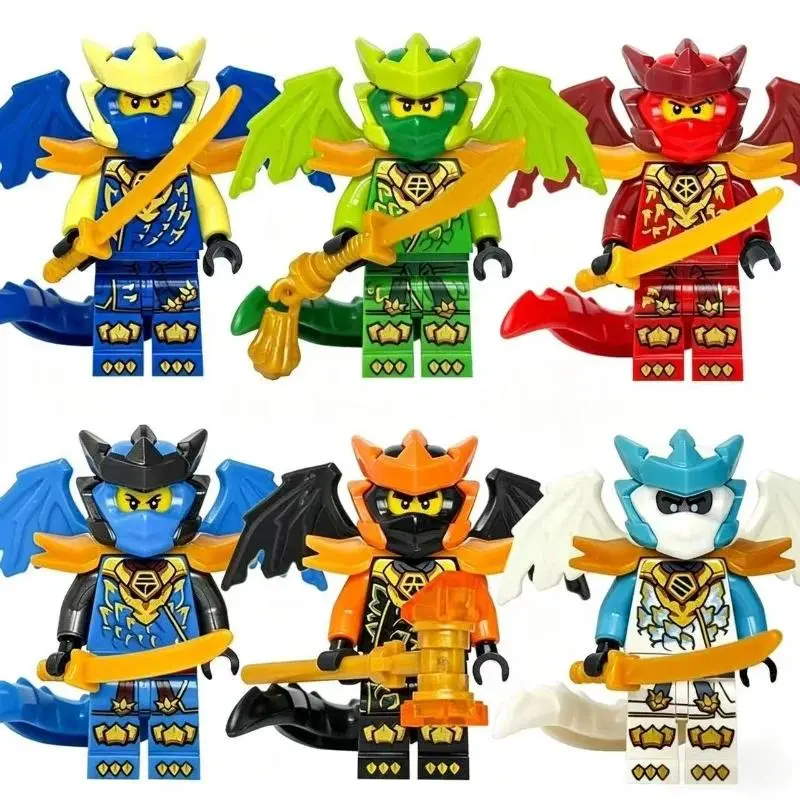 The new dragon form protagonist group third-party two-color injection mold building block human toy small ornament