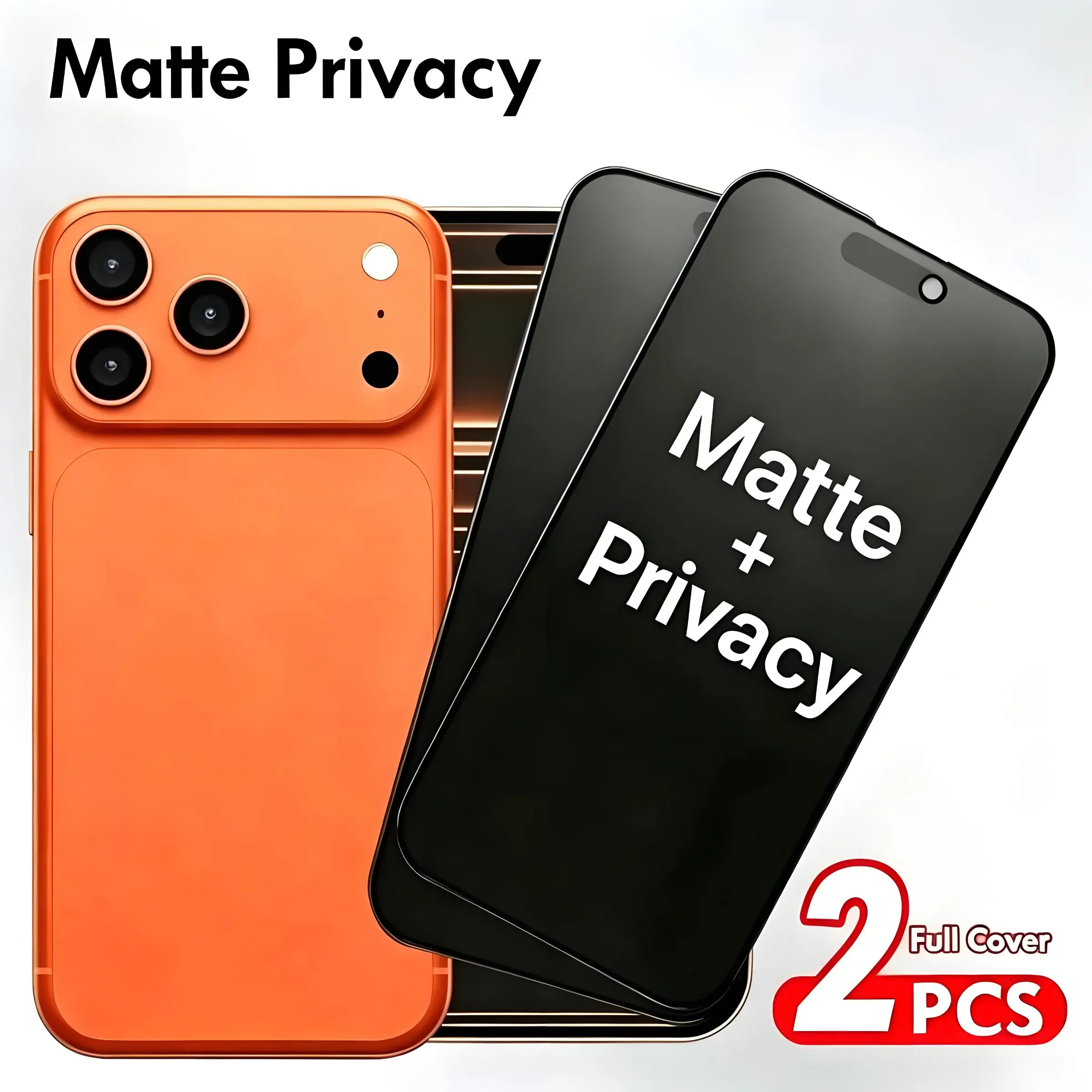 2-Pack Matte Tempered Glass Anti-Spy Screen Protector, Compatible with iPhone 17 Pro Max, 16 Plus, 15 Pro Max, 14, 13, 12, 11, X, Scratch Resistant