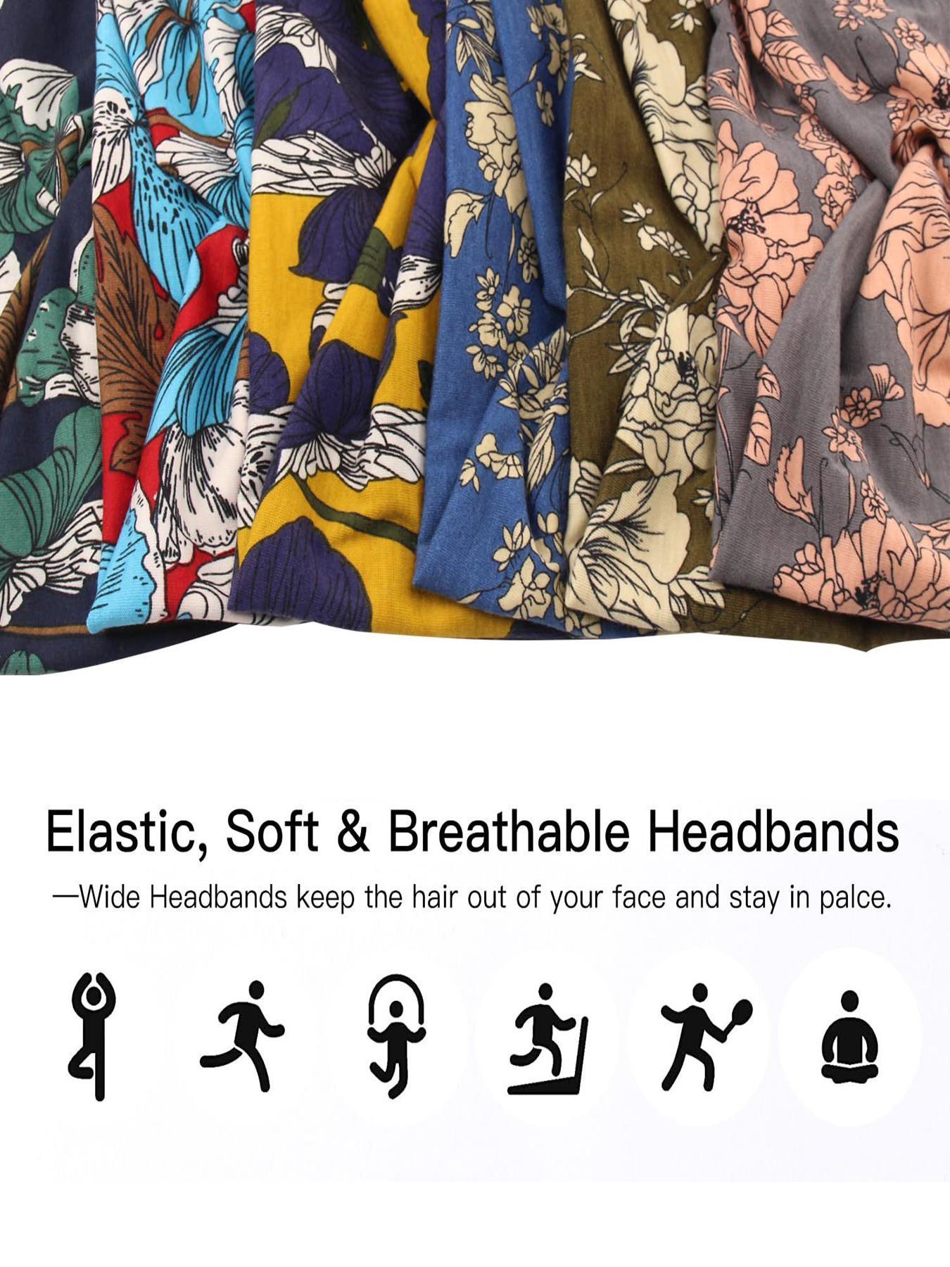 Boho Style Yoga Hair Band, Sports Hair Band, Elastic Sports Hair Band, Suitable for Yoga, Running, Gym