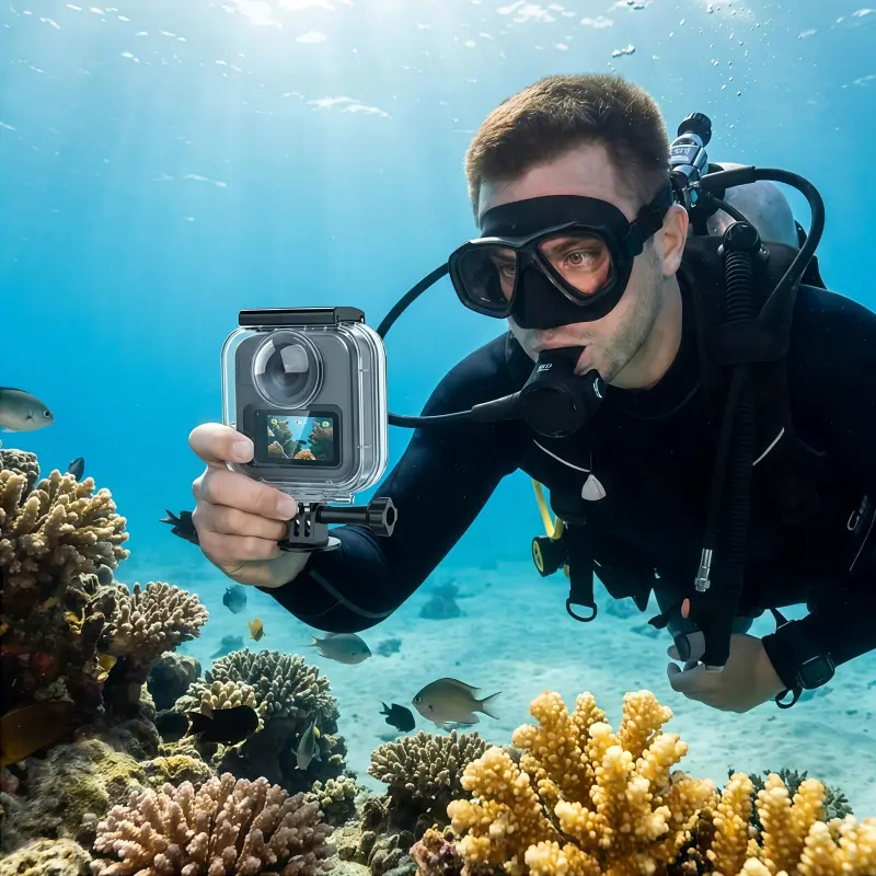 Housing Case for Gopro Max 2 Action Camera, 60M Underwater Diving Protective Shell with Bracket Additions for Gopro Max 2