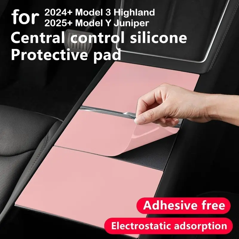 Center Console Leather Wrap Kit For Tesla Model 3 Highland 2024 2025 Model Y Juniper 2025 2026 Tesla Center Console Cover Pink