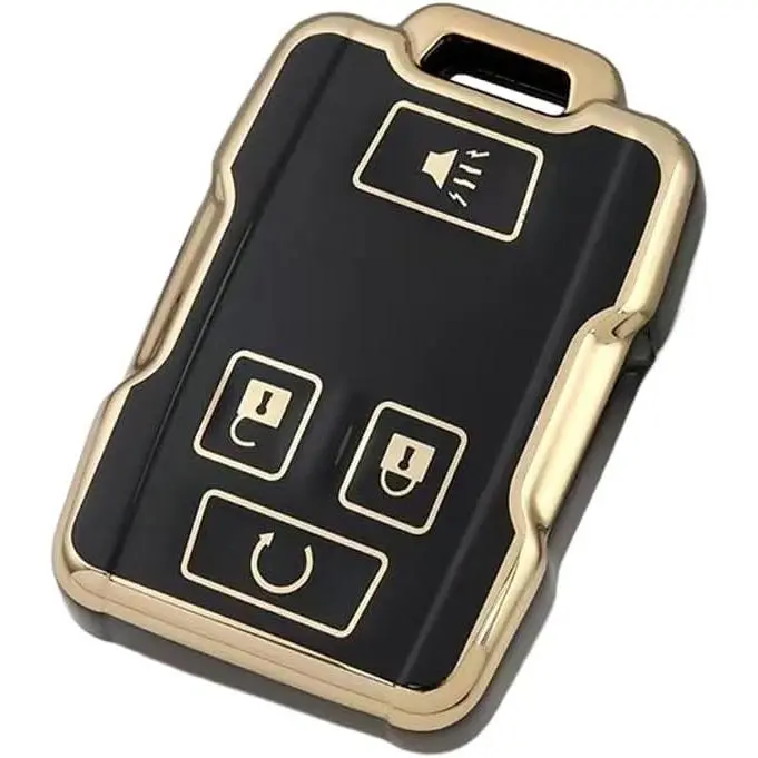 TPU Key Fob Cover for Chevy GMC: 4 Buttons Key Fob Case Fit for Chevy Colorado Silverado 4500HD 5500HD 6500HD 2500 3500 GMC Canyon Denali Sierra 2014-2023|Remote Protector 13577770(Black)