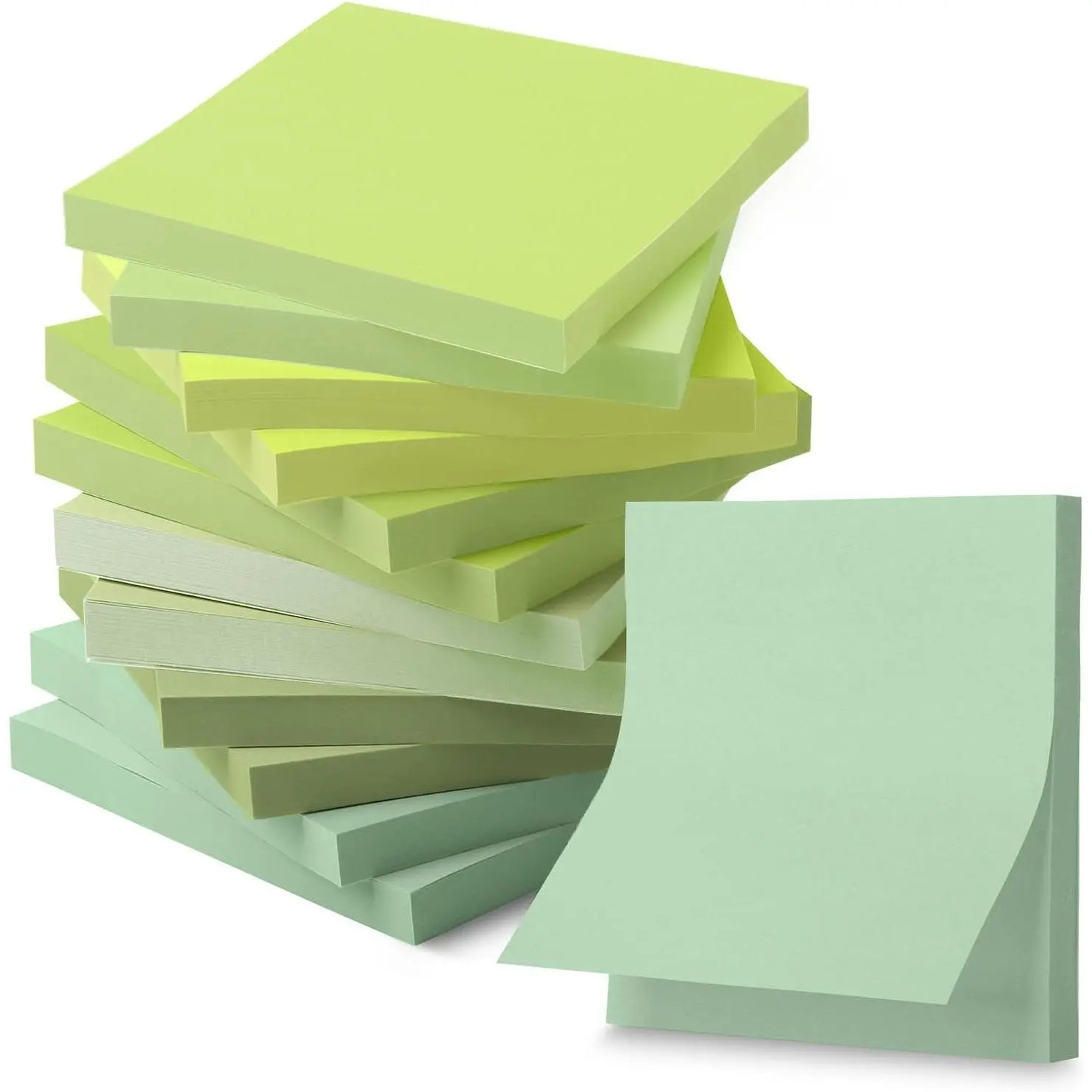 - Sticky Notes, 3"x3", 12 Pads, 600 Sheets, Shades of Green | Sticky Notes Bulk, Self-Stick Note Pads,  for Office, School, , Study & Organization