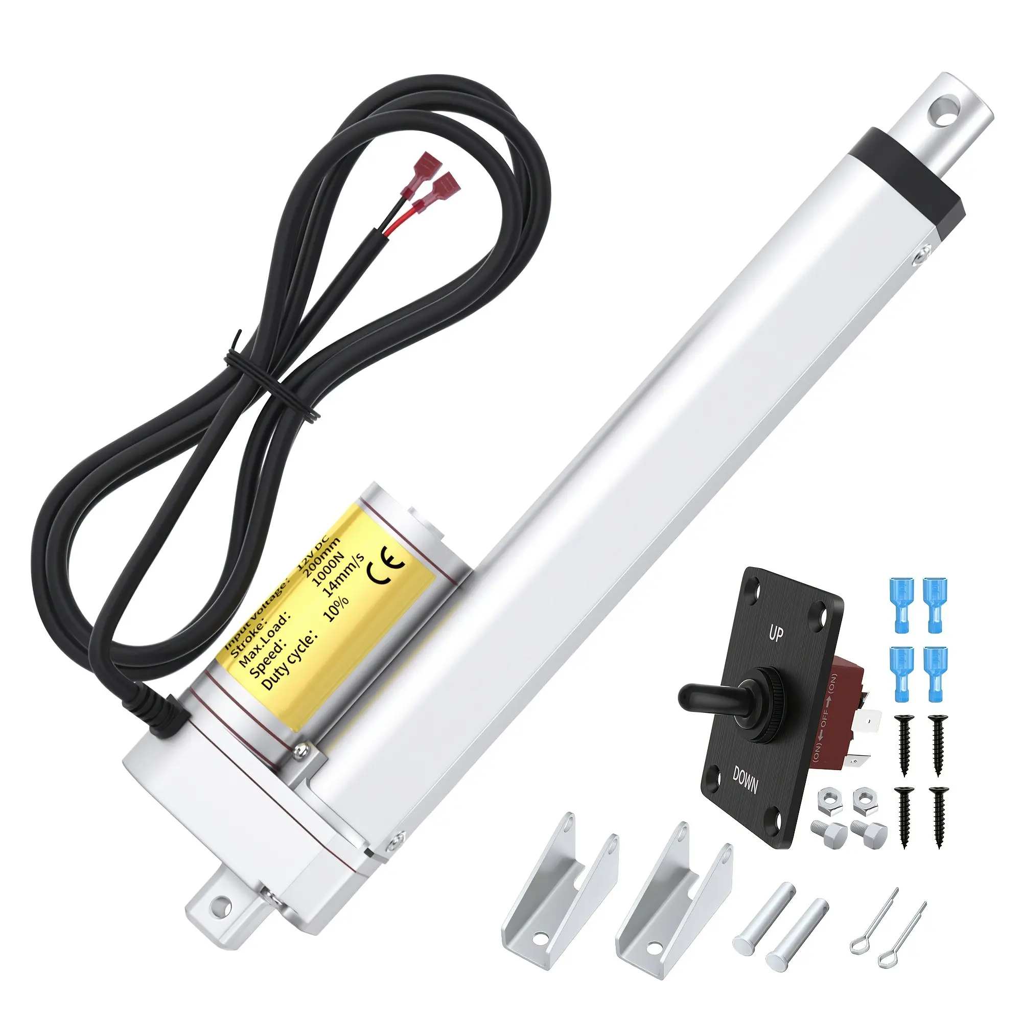 1000N/ 220lb 8" Stroke 14mm/ S 12Volt Linear Motion Actuator with Control Switch Kit
