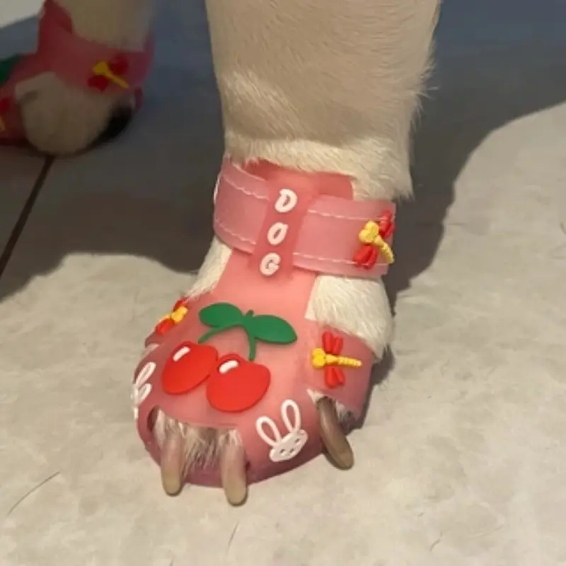Teddy Bear Pomeranian Puppy Jelly Silicone Shoes, Waterproof Non-Slip Soft Sole, Rain-Proof Paw Protection, Daily Wear Outdoor for Dogs & Cats
