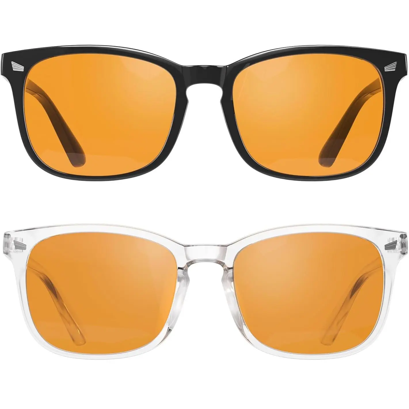 Amber-Tinted Blue Light Glasses - Ergonomic Retro Square Frame, Anti-Computer Glare, UV400 Protection, Anti-Reflective Coating, Enhanced Gaming Performance, Trendy Designer Eyewear for Men & Women, Ideal for Everyday Digital Activities