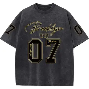 BeWithYou Oversized Jersey Shirts for Men Vintage Number Jerseys Brooklyn Letter Graphic Tee Acid Wash Tshirt Streetwear Tops